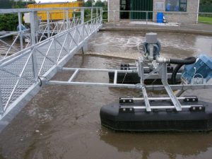 3.7kW Tritons® fixed on a tri-pontoon float. The Triton® can be bridge or side-wall mounted.