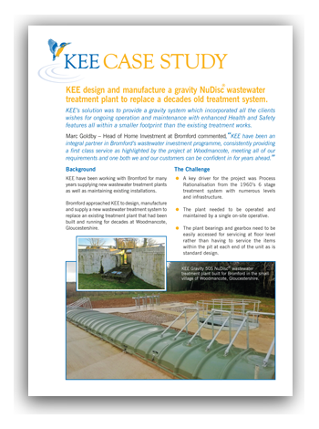 KEE Gravity 50S NuDisc® wastewater treatment plant built for Bromford in the small village of Woodmancote, Gloucestershire.