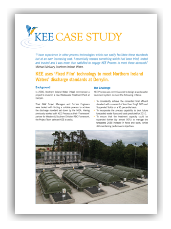 KEE uses ‘Fixed Film’ technology to meet Northern Ireland Waters’ discharge standards at Derrylin.